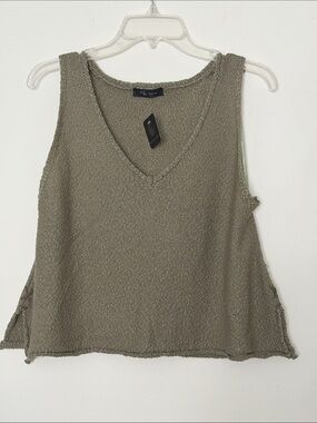 Kld Relaxed Olive Knit V-Neck Tank Top size Large